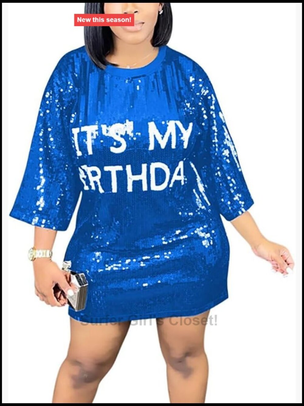 Sequin Loose Fit Party T-Shirt Dress Half Sleeve Mini Club Night Out